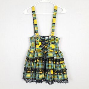 RARE Leg Avenue Monster High Goth Lolita Yellow Plaid Corset Skirt M/L